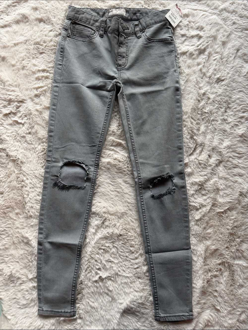 Free People Gray Distressed Skinny Jeans
